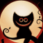 Chat rigolo à la pleine lune